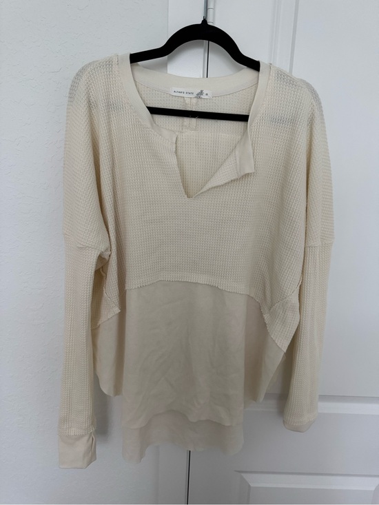 Altar'd State Tops - Altar'd State Cream Waffle-Knit Layered Pullover